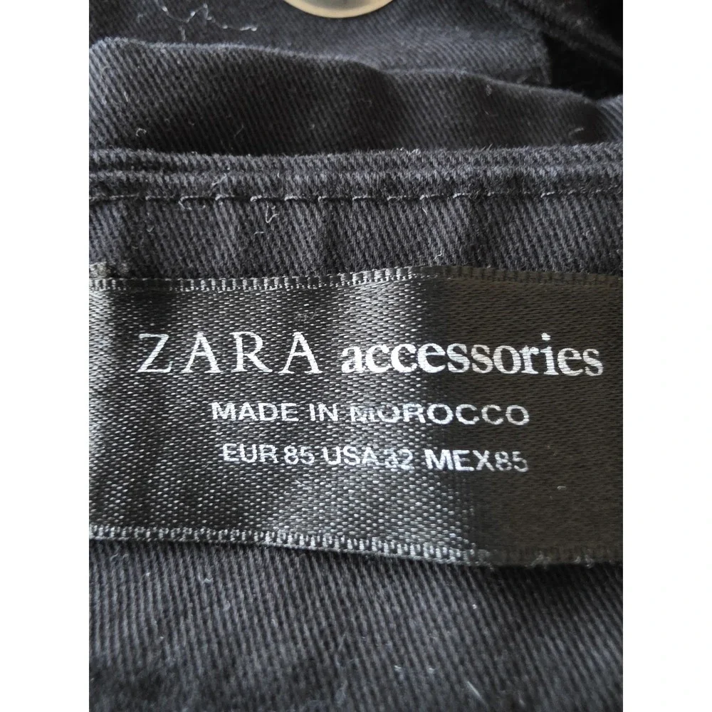 Zara Waist Belt Size 32 Black Cotton‎ Blend Women's